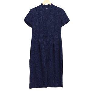R & M Richards Vintage Navy Blue Shimmer Open Style Kimono Overcoat Dress